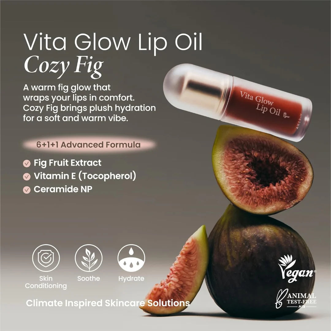 AXIS-Y Vita Glow Lip Oil Cozy Fig Tinted Hydrating Lip Oil