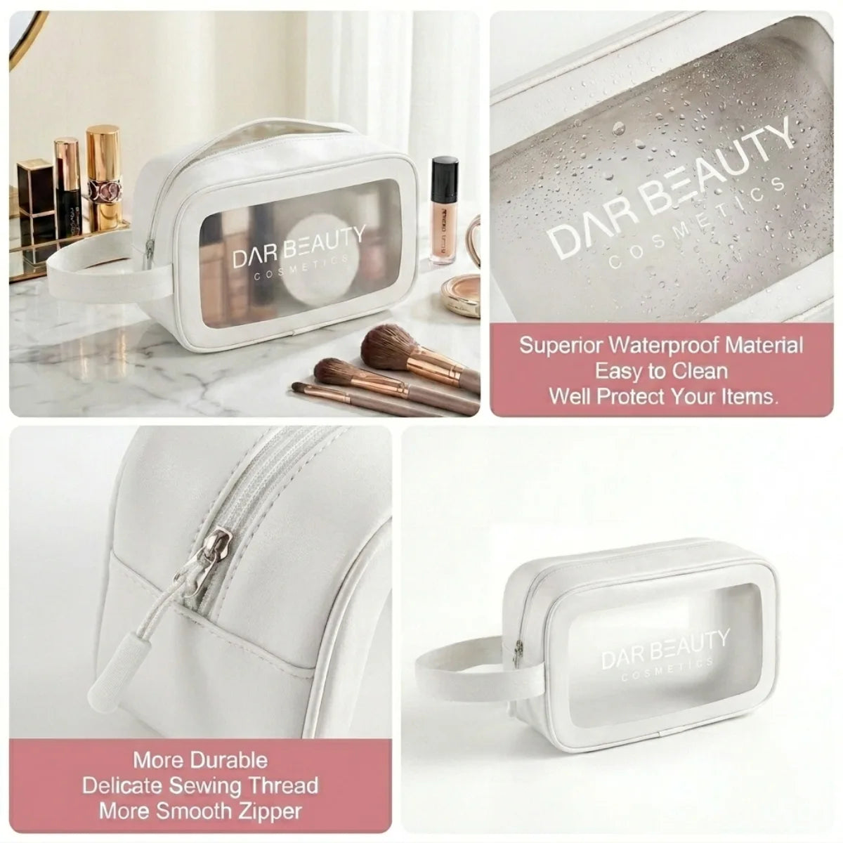 DarBeauty PVC Clear Cosmetic Pouch with Wrist Handle