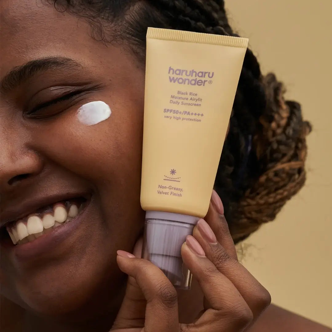 واقي الشمس اليومي بالأرز الأسود بتركيبة خفيفة من هارو هارو وندر عامل حماية 50+