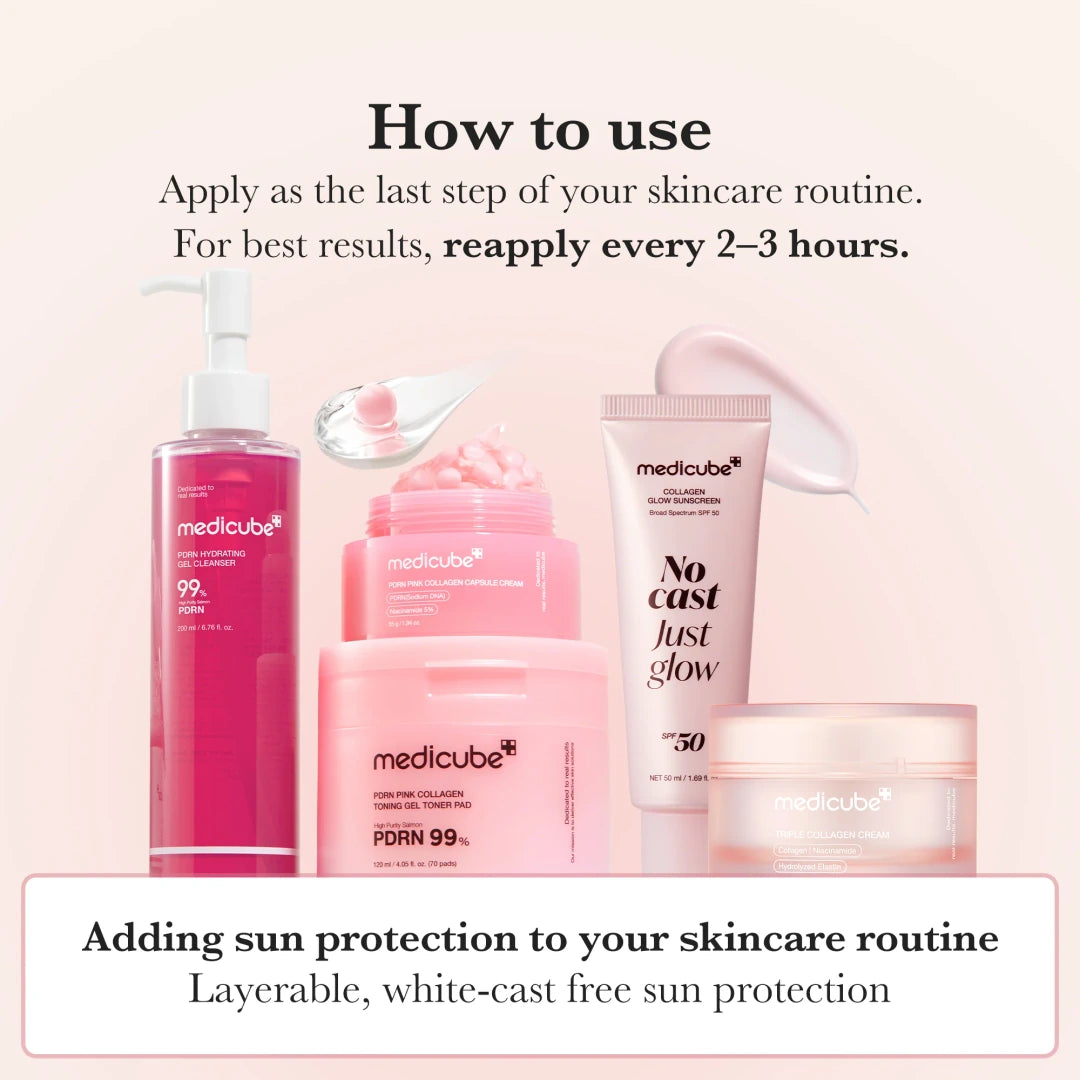 عرض عبوات واقي شمس ميديكوب No Cast Just Glow Collagen بحجم 50 مل