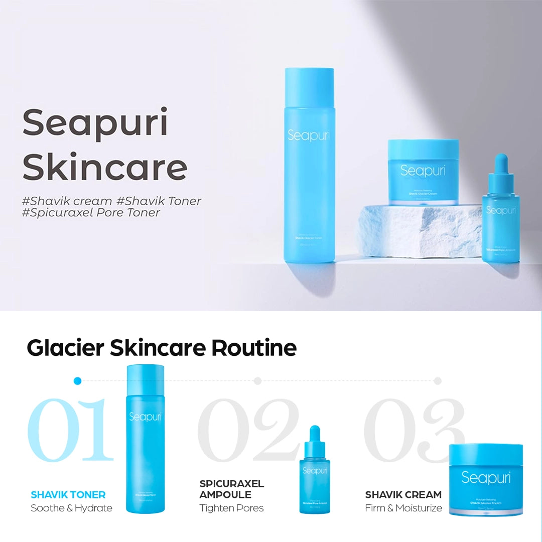 مجموعة سيبوري كريم المياه الجليدية وأمبول المسام للعناية بالبشرة