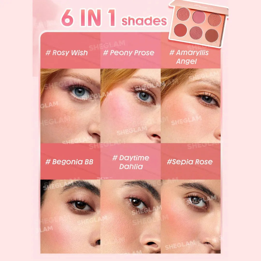 Sheglam Floral Flush Blush Palette with Six Petal-Soft Shades