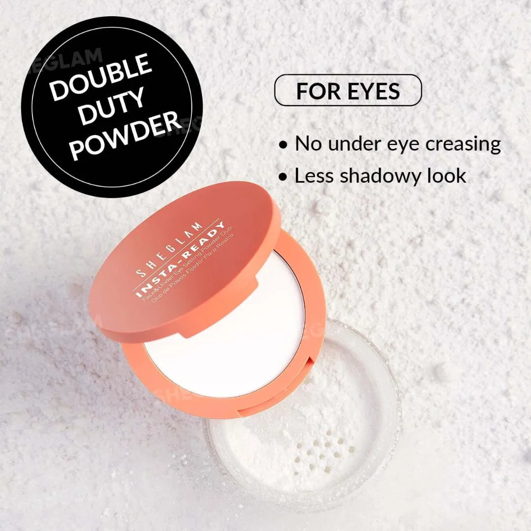 شيجلام بودرة ضغط مزدوجة لتثبيت مكياج الوجه وتحت العين