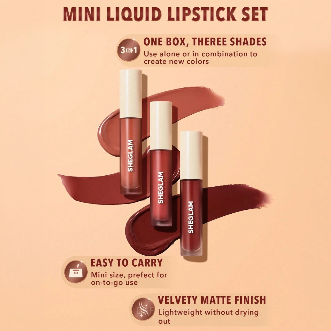 SHEGLAM Matte Allure Mini Liquid Lipstick Set – Bold Matte Shades Collection