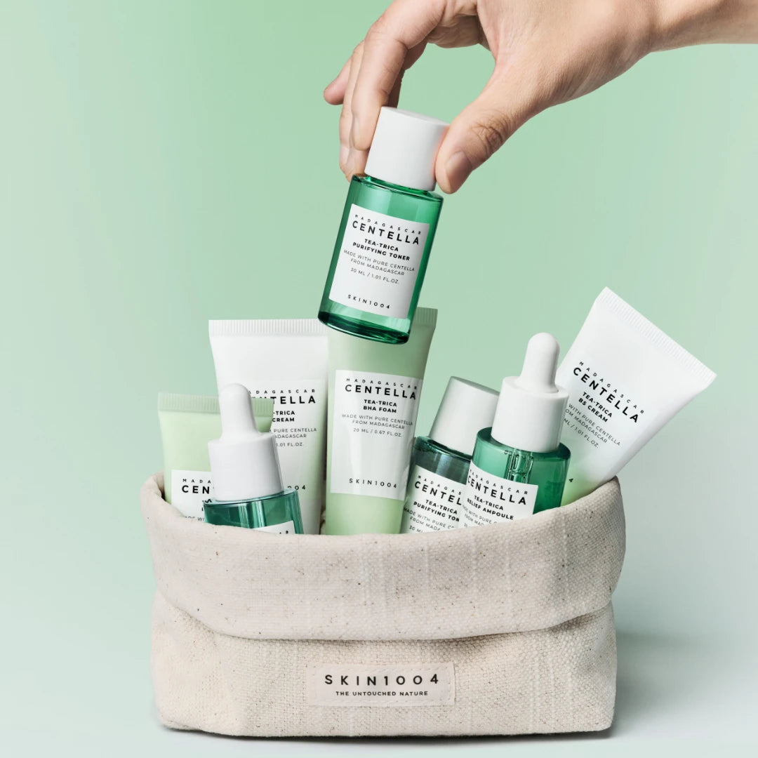 مجموعة السفر سكين1004 سنتيلا تي تريكا لعلاج حب الشباب 4 قطع