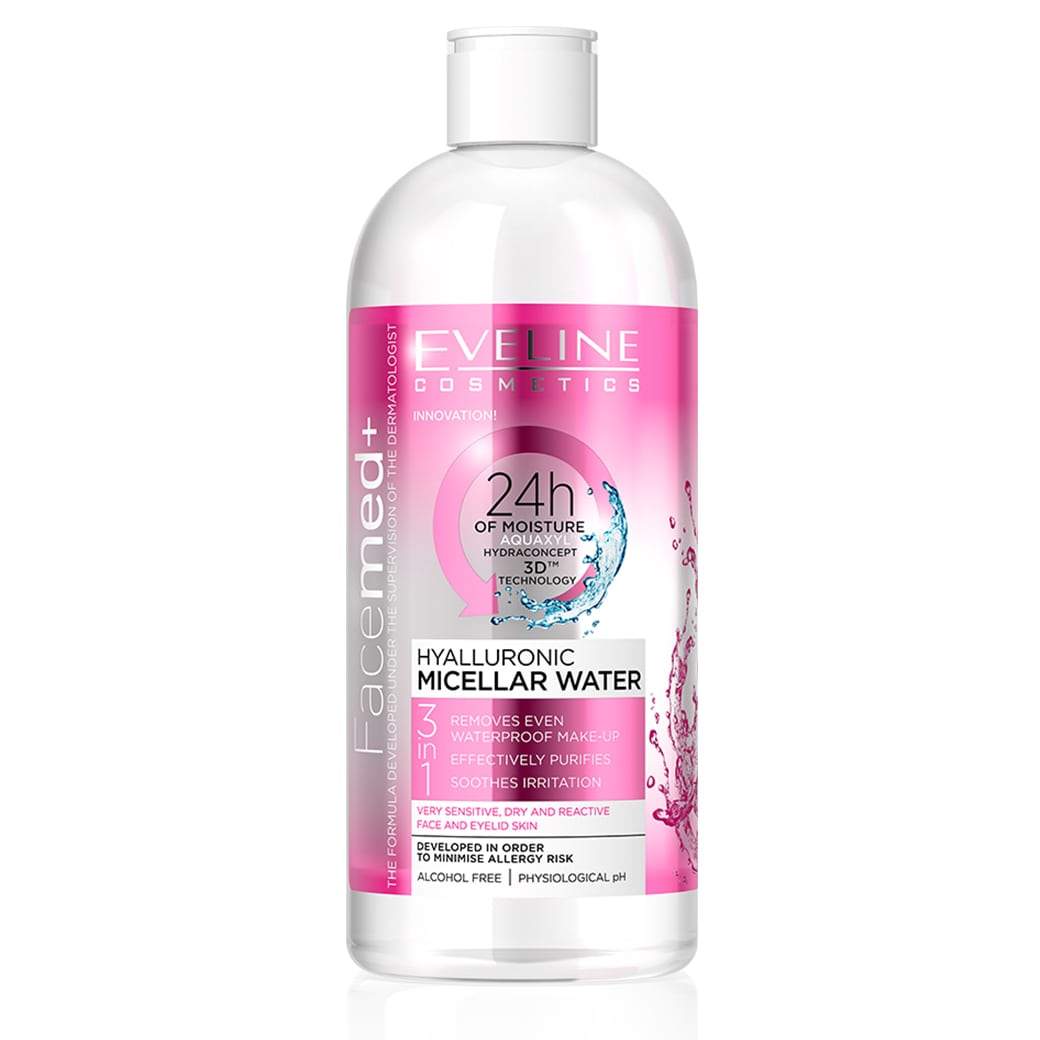 ايفلين مزيل مكياج ماء الهيالورونيك ميسيلار للبشرة الحساسة - 400 مل | EVELINE