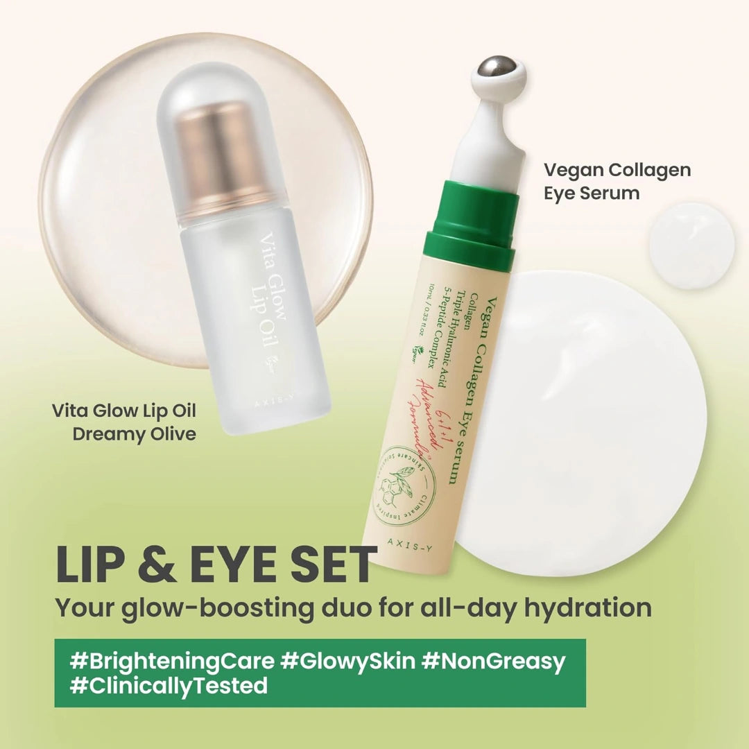 Axis-Y Lip and Eye Skincare Set | Vegan Collagen & Lip Oil