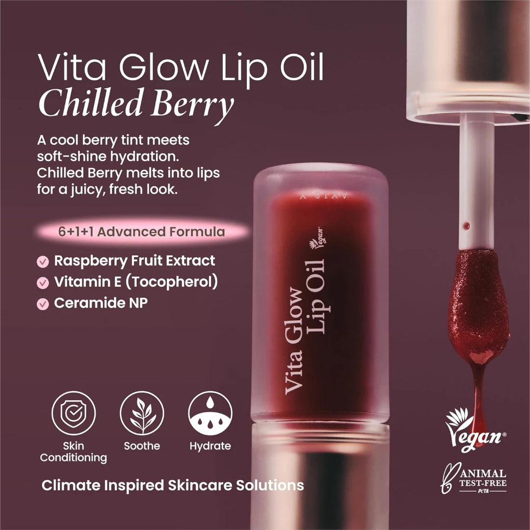 AXIS-Y Vita Glow Lip Oil Chilled Berry Tinted Hydrating Formula