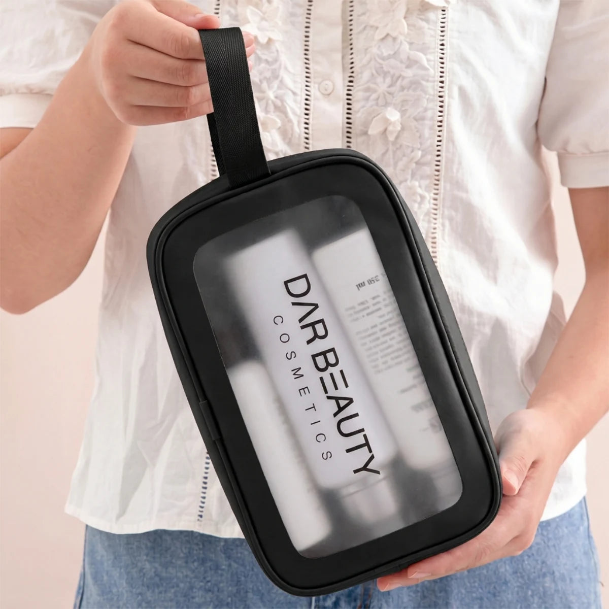 DarBeauty PVC Clear Cosmetic Pouch with Wrist Handle