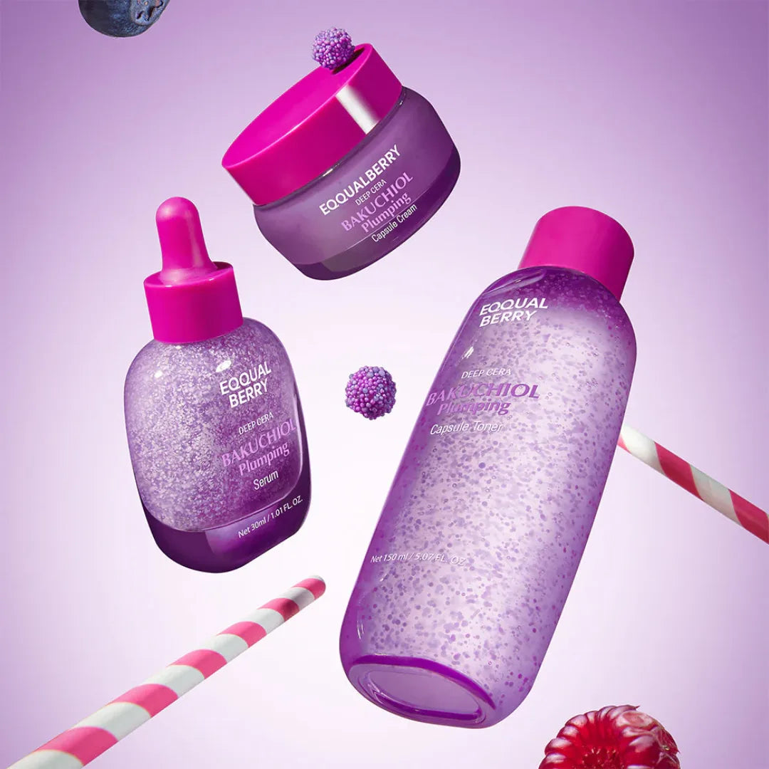 مجموعة إيكوال بيري للعناية العميقة بالباكوتشيول من ثلاث قطع مع تونر وسيروم وكريم