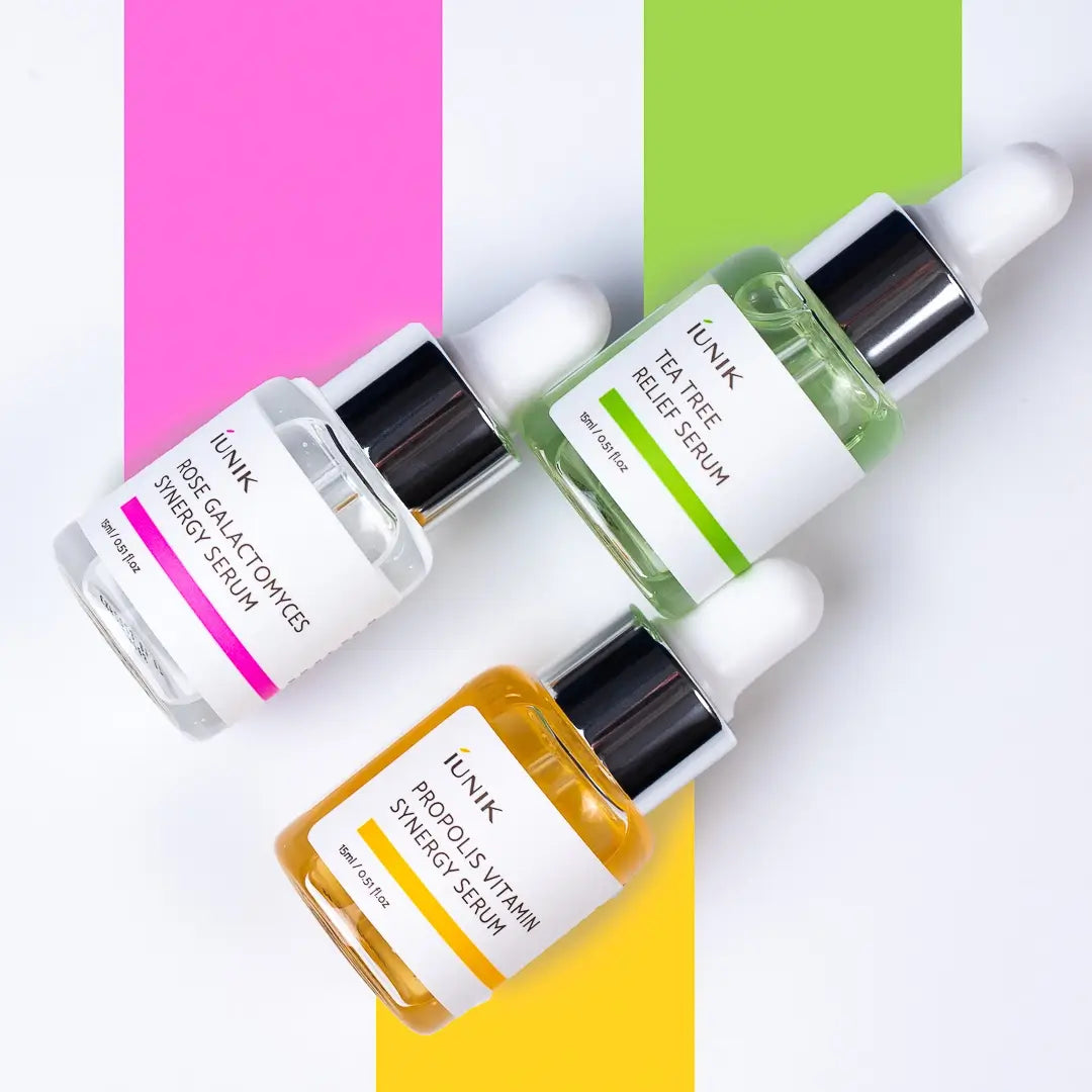 مجموعة آي يونيك التجريبية مع 3 سيرومات كورية للعناية بالبشرة