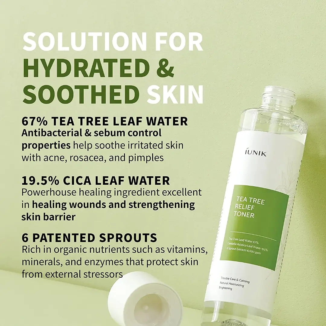 آي يونيك تونر شجرة الشاي المهدئ للبشرة الحساسة والمتهيجة