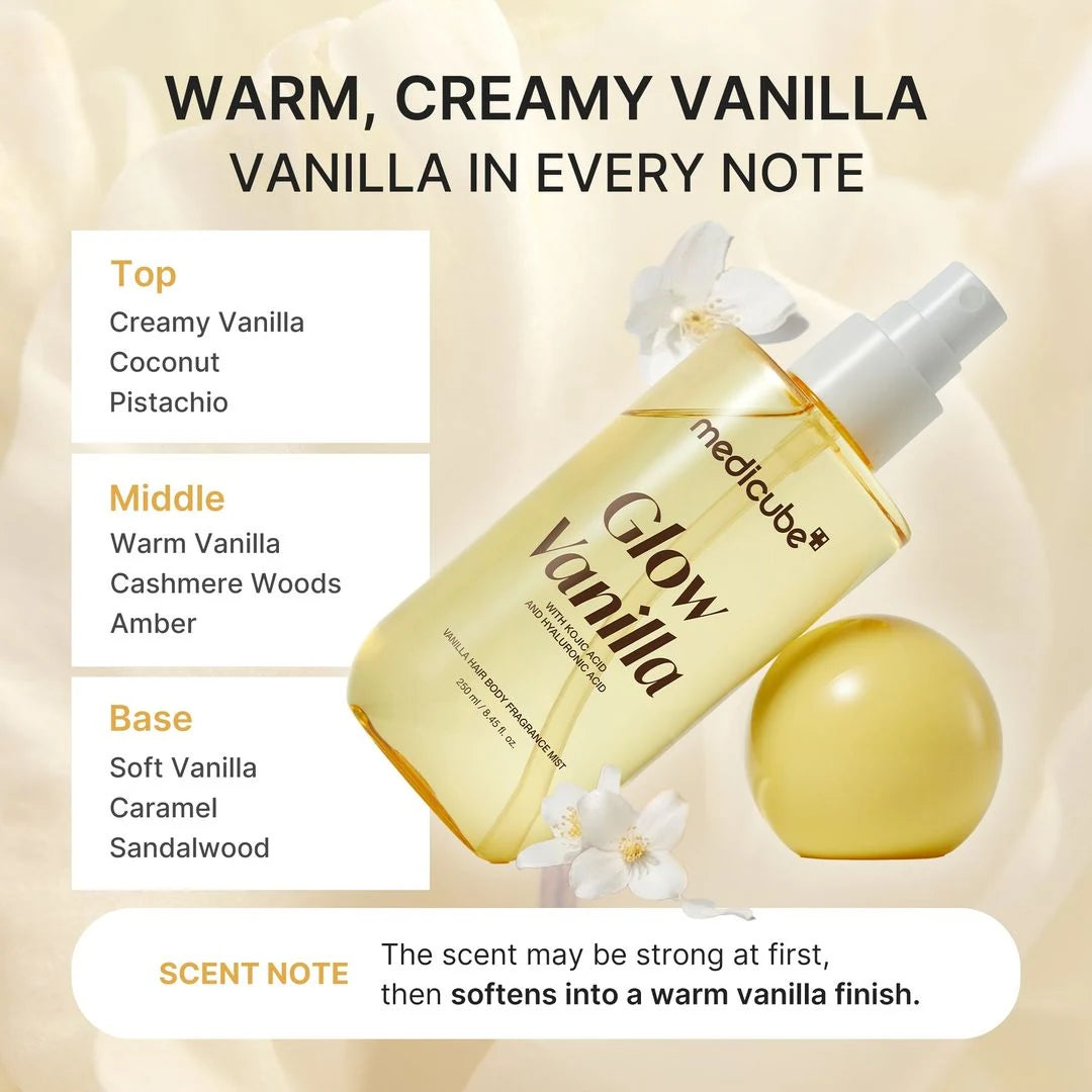 Medicube Glow Vanilla Hair & Body Fragrance Mist for Skin Radiance