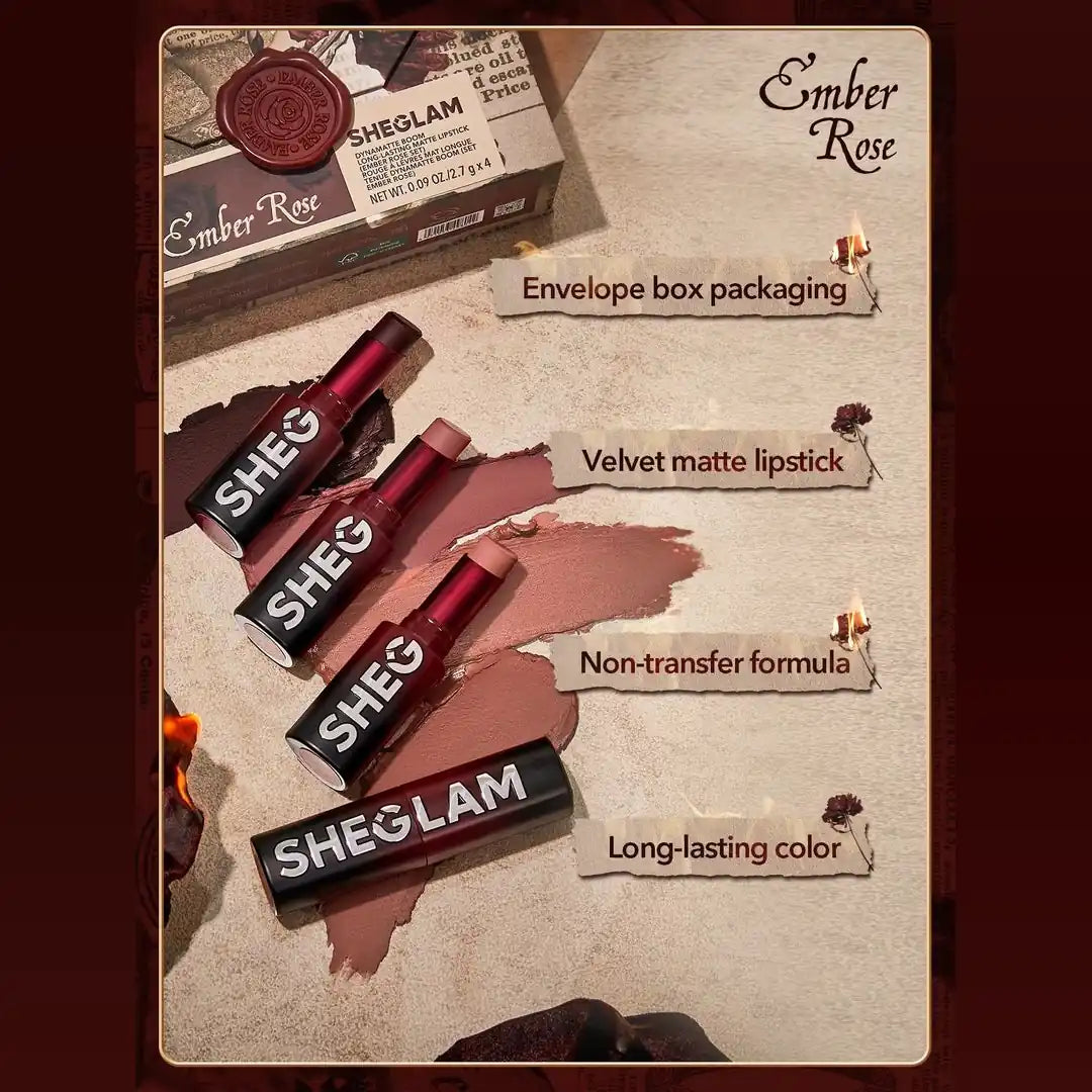 Sheglam Non-Transfer Matte Lipstick Set – Ember Rose