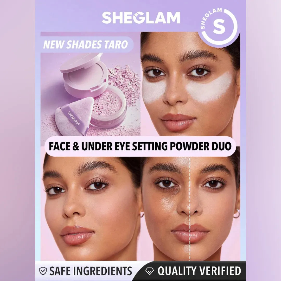 شيجلام بودرة ضغط مزدوجة لتثبيت مكياج الوجه وتحت العين