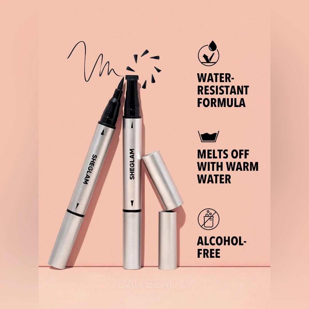 شيجلام آيلاينر بطرف دقيق وختم جناح - أسود